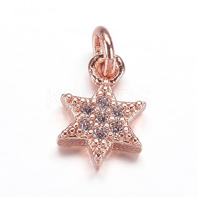 Brass Micro Pave Cubic Zirconia Pendants ZIRC-K070-41RG-1