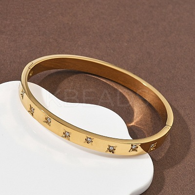 304 Stainless Steel Cubic Zirconia Himged Bangles for Women BJEW-F506-01G-1