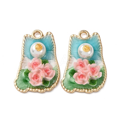 Light Gold Tone Alloy Enamel Pendants ENAM-B028-11KCG-1
