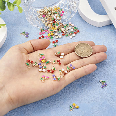 60Pcs 6 Colors Alloy Enamel Charms FIND-TA0002-31-1