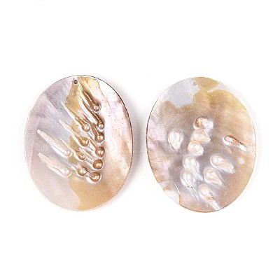 Natural Freshwater Pearl and Freshwater Shell Big Pendants SHEL-T020-52-1
