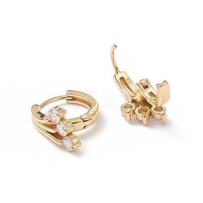 Cubic Zirconia Flower Hoop Earrings EJEW-B014-13G-1