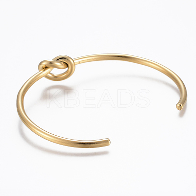 Trendy 304 Stainless Steel Torque Cuff Bangles BJEW-H703-19G-1