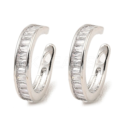 Brass with Cubic Zirconia Cuff Earrings EJEW-G362-01P-1