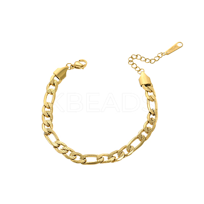 304 Stainless Steel Figaro Chain Bracelets for Women STAS-OY012-44G-1