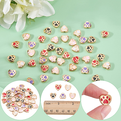 50Pcs 5 Colors Alloy Enamel Beads FIND-SC0022-64-1