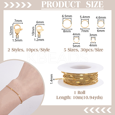 AHADEMAKER DIY 304 Stainless Steel Figaro Chain Necklaces Making Kits FIND-GA0006-95G-1