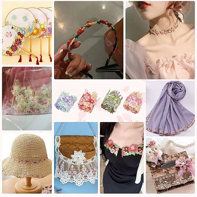 4 Yards 4 Colors Polyester Flower Lace Ribbon OCOR-PH0004-47-1