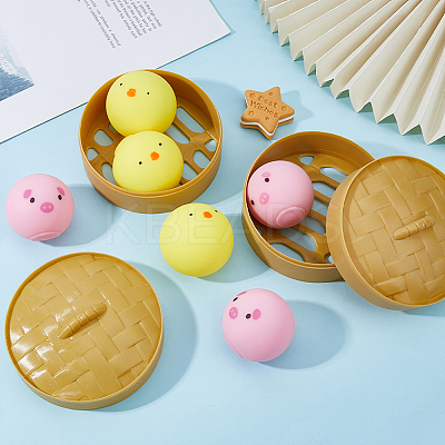 2 Sets 2 Colors TPR Imitation Steamed Stuffed Bun Stress Toy AJEW-DR0001-38-1