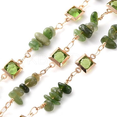 Handmade Brass Glass Square Link Chains CHC-F019-09G-02-1