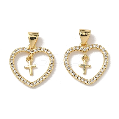 Brass Micro Pave Cubic Zirconia Pendants KK-Z143-09G-02-1