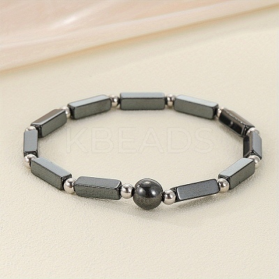 Synthetic Hematite Beaded Stretch Bracelets for Men Women WGE4A78-09-1