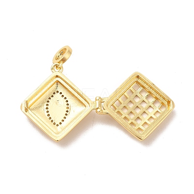 Eco-Friendly Rack Plating Brass Micro Pave Clear Cubic Zirconia Locket Pendants KK-F850-01G-1