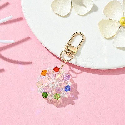 Flat Round Glass Pendant Decorations HJEW-TA00195-1