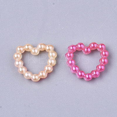 Rainbow ABS Plastic Imitation Pearl Linking Rings OACR-T015-04-04-1