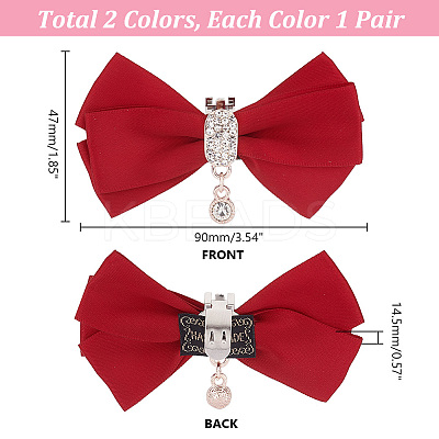 2 Pairs 2 Colors Bowknot Polyester Shoe Decorations FIND-PH0018-79-1