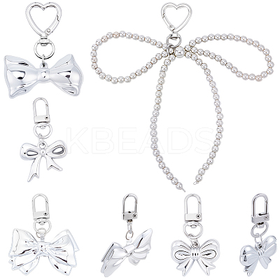 5Pcs 5 Styles Plastic Bowknot Pendant Decorations KEYC-BBC0001-14-1