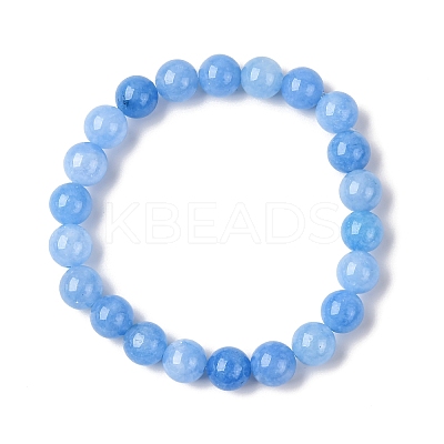 Natural Dyed Aquamarine Round Beads Stretch Bracelets for Women AP1591-3-1