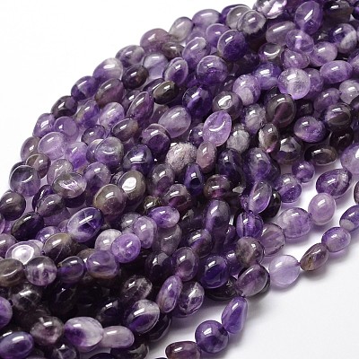 Natural Chevron Amethyst Smooth Nuggets Beads Strands G-J335-08-1