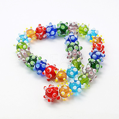 Handmade Bumpy Lampwork Beads Strands X-LAMP-G050-1-1