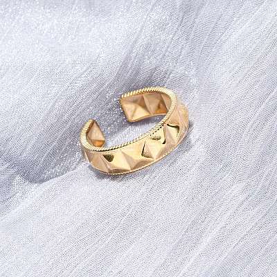 304 Stainless Steel Open Cuff Rings for Women RJEW-K309-23G-1