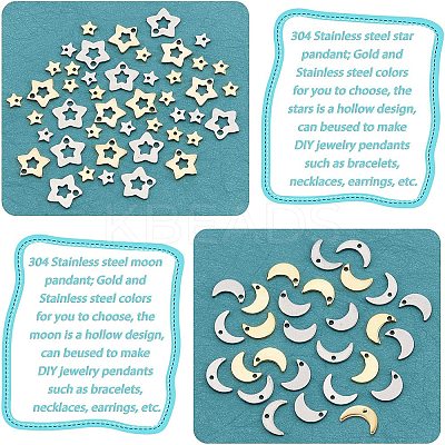 80Pcs 8 Style 304/201 Stainless Steel Charms STAS-FH0001-41-1