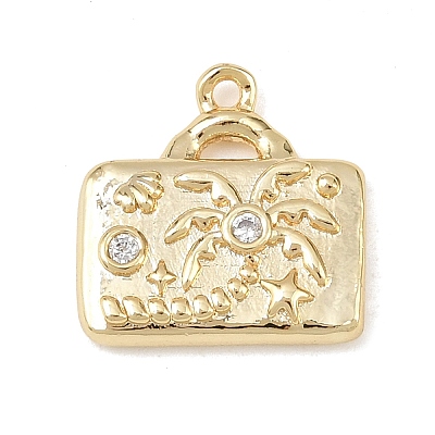 Brass Micro Pave Clear Cubic Zirconia Pendants KK-G545-01G-1
