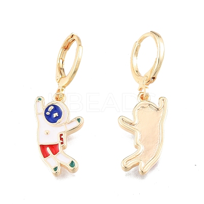 Enamel Spaceman Dangle Leverback Earrings EJEW-N012-91-1