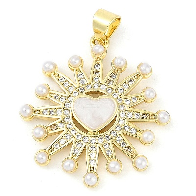 Rack Plating Brass Micro Pave Clear Cubic Zirconia Pendants KK-P287-46A-G-1