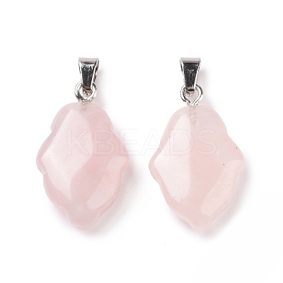 Natural Rose Quartz Pendants G-B041-03P-12-1