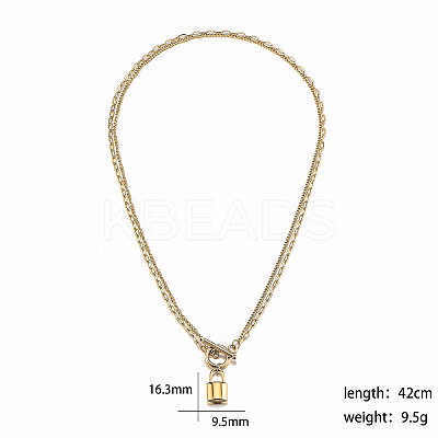 Retro Punk 304 Stainless Steel Necklace with 18K Gold Plated OT Clasp HD3050-2-1