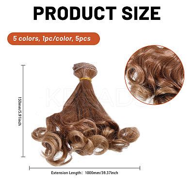 5Pcs 5 Styles  High Temperature Fiber Long Pear Perm Hairstyle Doll Wig Hair DIY-GL0005-63B-1