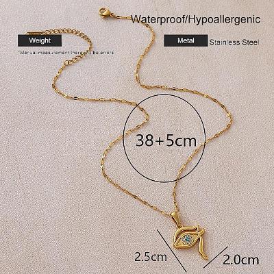 Vintage 304 Stainless Steel Glass Eye of Ra Pendant Necklaces for Women EQ3909-1