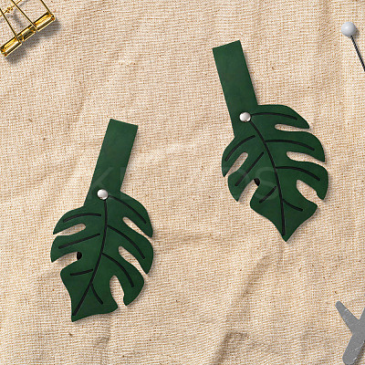 2Pcs Leaf PU Leather Cardigan Clips JEWB-CL0001-01A-1