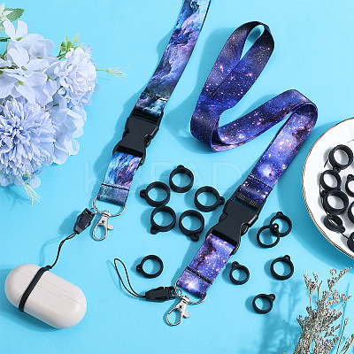 2Pcs 2 Style Polyester Ribbon Card Holder Lanyard DIY-GF0008-32-1
