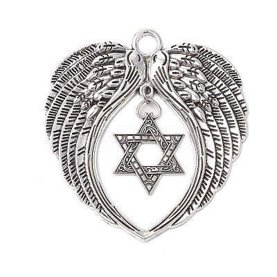 6Pcs 6 Styles Wing Tibetan Style Alloy Big Pendants HJEW-JM02311-1