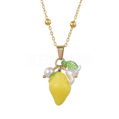 6Pcs 6 Styles Resin Fruit Pendant Necklaces NJEW-JN05204-1