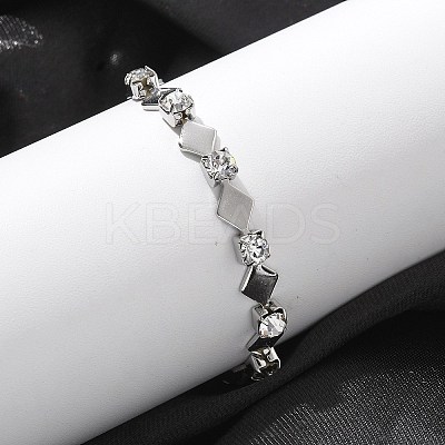 304 Stainless Steel Rhinestone Cup Chain Bracelets for Women BJEW-F488-26G-P-1