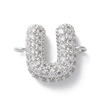 Brass Micro Pave Cubic Zirconia Letter Links KK-I717-04U-P-1
