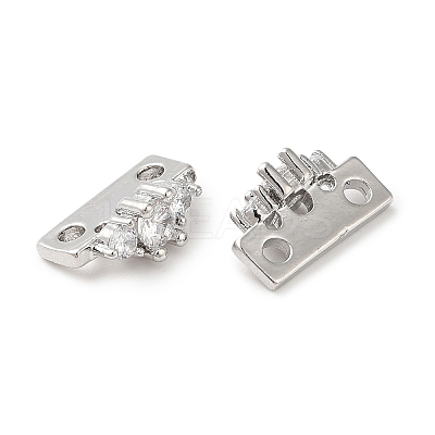 Brass Micro Pave Clear Cubic Zirconia Slide Charms KK-P239-16P-1