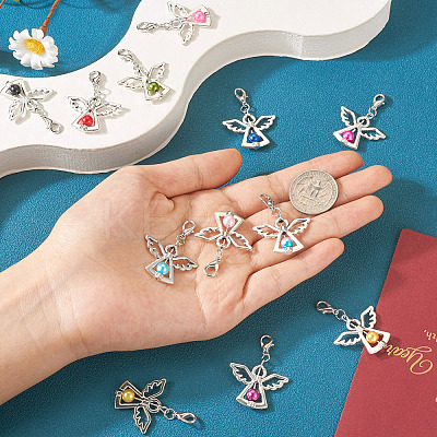 36Pcs 12 Colors Alloy Angel Pendant Decorations FIND-TA0001-92-1