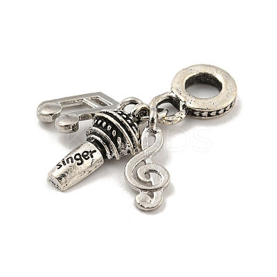 Rack Plating Tibetan Style Alloy European Musical Note Dangle Charms FIND-B034-39AS-1