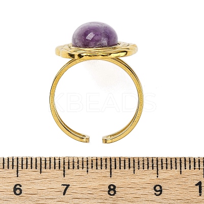 Oval Natural Amethyst Finger Rings RJEW-M063-01G-16-1