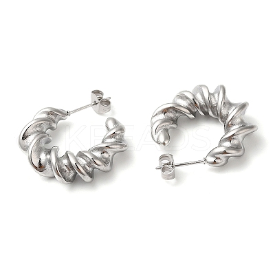 Non-Tarnish 304 Stainless Steel Twist Round Earrings EJEW-K244-29P-1