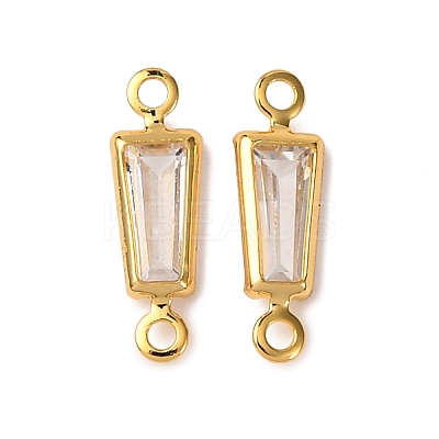 Brass Pave Clear Cubic Zirconia Connector Charms KK-Z121-06G-01-1