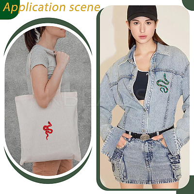 2Pcs 2 Styles Snake Polyester Embroidered Cloth Patch PATC-GA0001-87-1
