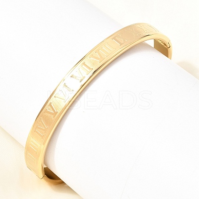 304 Stainless Steel Roman Numerals Hinged Cuff Bangles for Women SA-CBAC920-12G-1