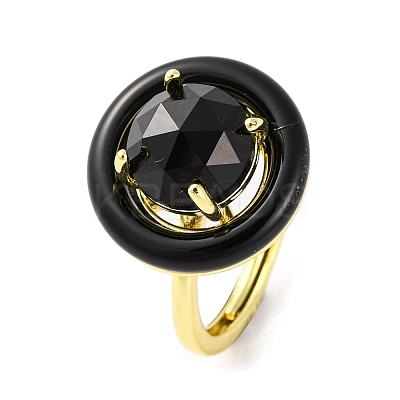 Rack Plating Round Brass Enamel Adjustable Rings RJEW-U004-01A-G-1
