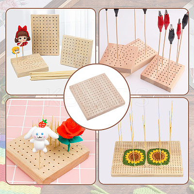 196-Hole Square Oak Wooden Cake Pop Stand Displays WOOD-WH0124-19-1