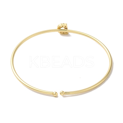 Rack Plating Brass Micro Pave Clear Cubic Zirconia Letter Open Cuff Bangles BJEW-A018-01G-D-1